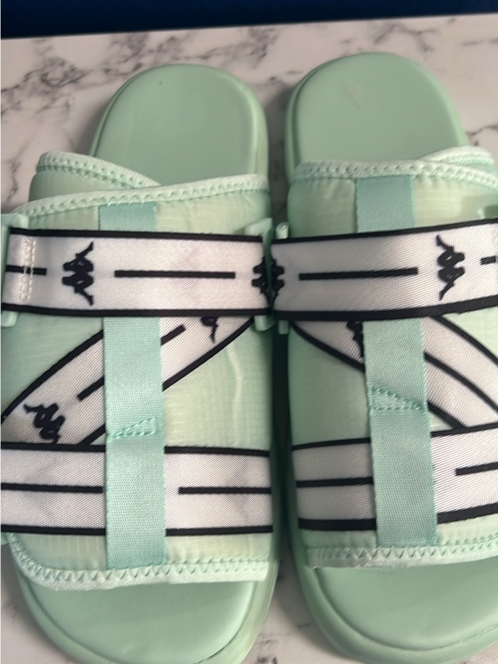 Kappa Kids Mint Striped Slide Sandals